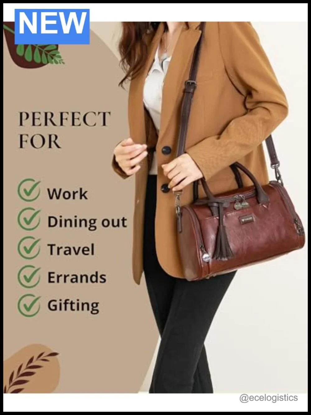 Vegan Leather Faux Leather Top Handle Shoulder Satchel - Women's Crossbody